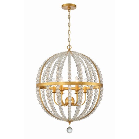 Crystorama Roxy 6 Light Antique Gold Chandelier ROX-A9006-GA